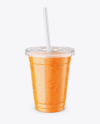 Orange Smoothie Cup with Straw Mockup