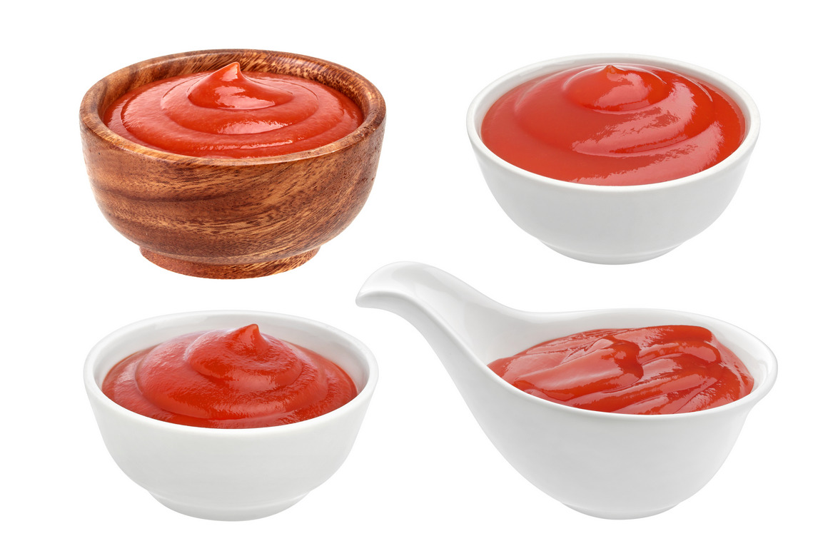 Tomato ketchup isolated on white background