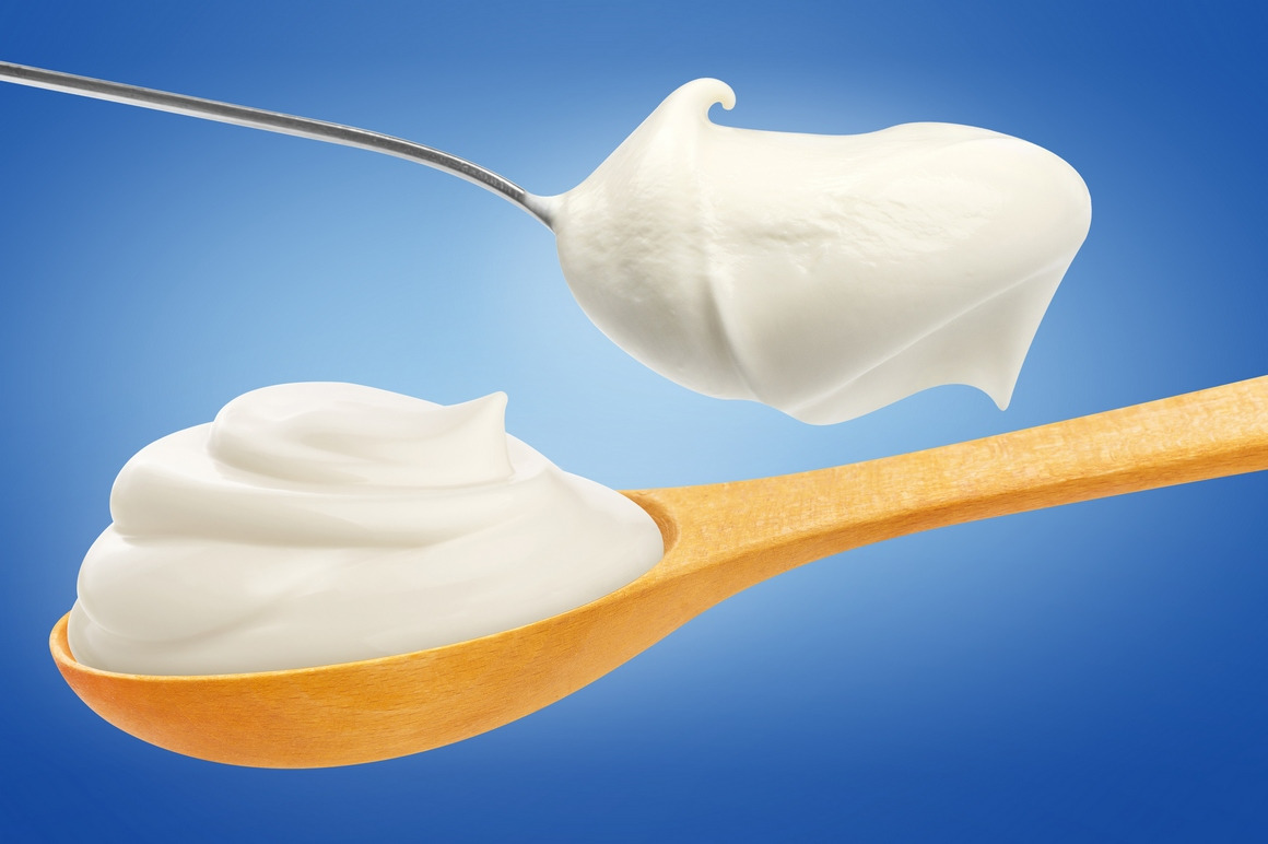 Sour cream isolated on white background Sour cream isolated on white background