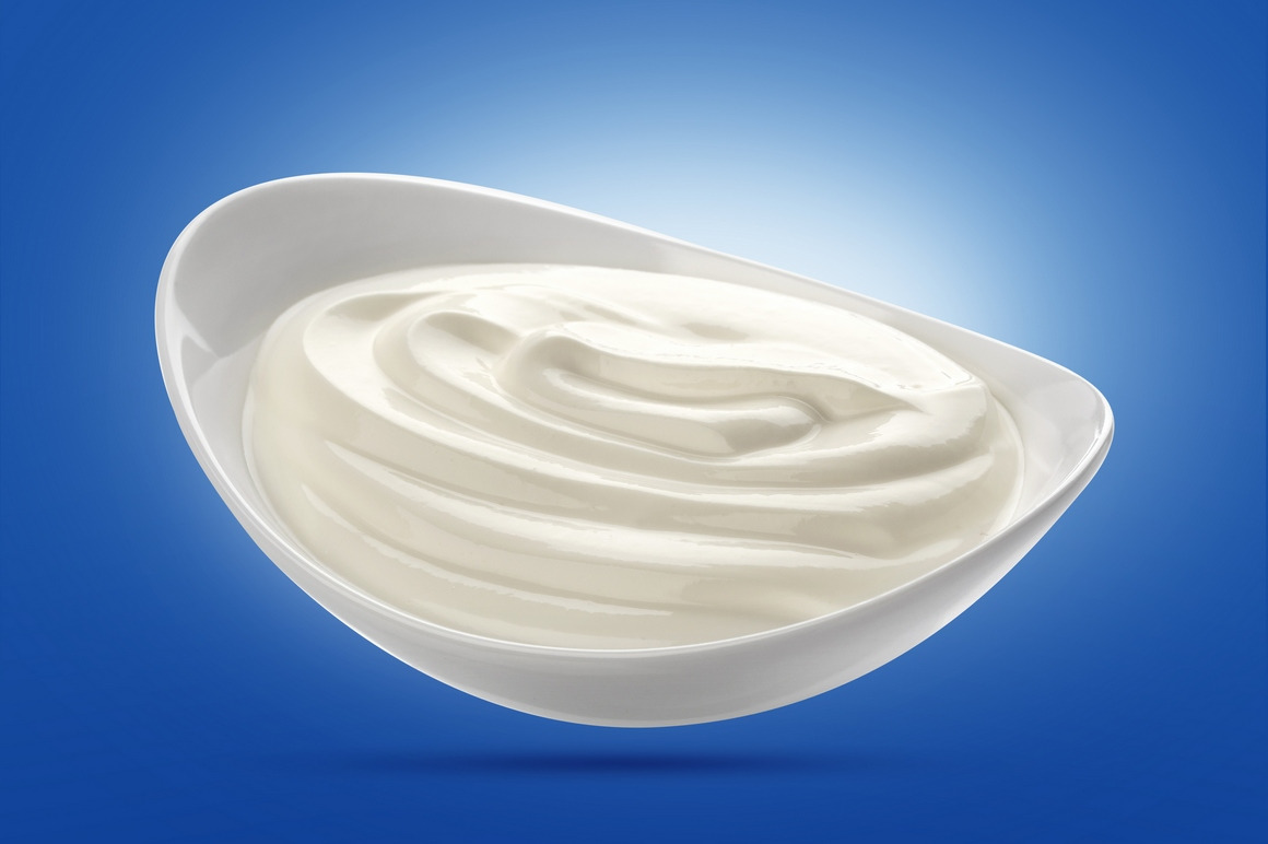 Sour cream isolated on white background Sour cream isolated on white background