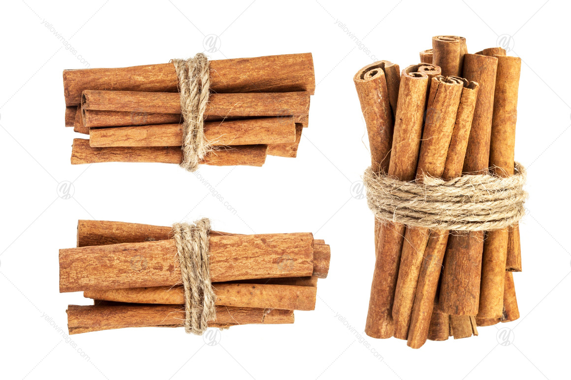 Cinnamon sticks isolated on white background