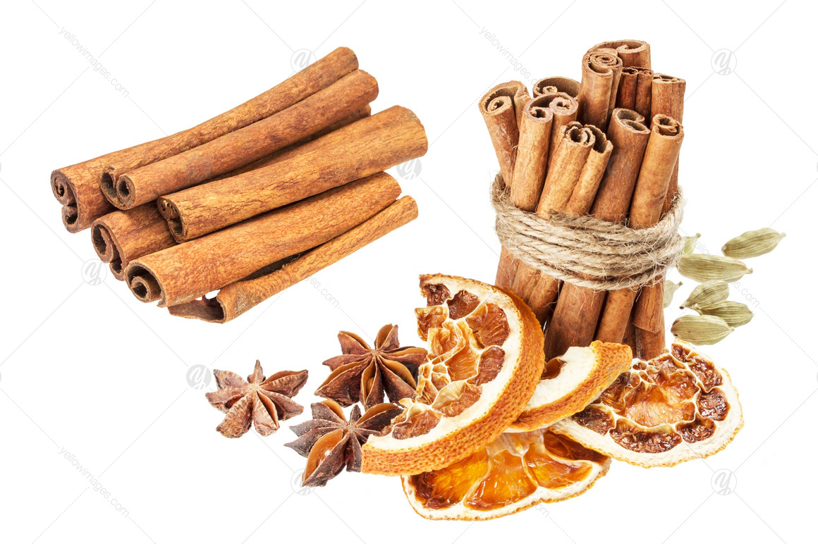 Cinnamon sticks isolated on white background