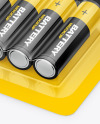 4 Pack Battery AA Mockup - High Angle Shot