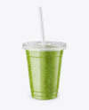 Green Smoothie Cup with Straw Mockup