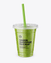 Green Smoothie Cup with Straw Mockup