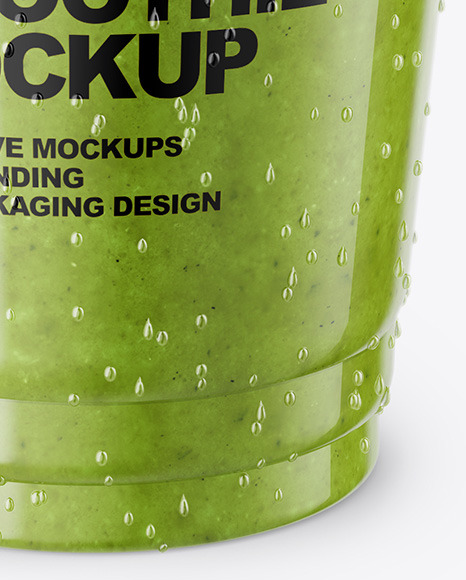 Green Smoothie Cup with Straw Mockup