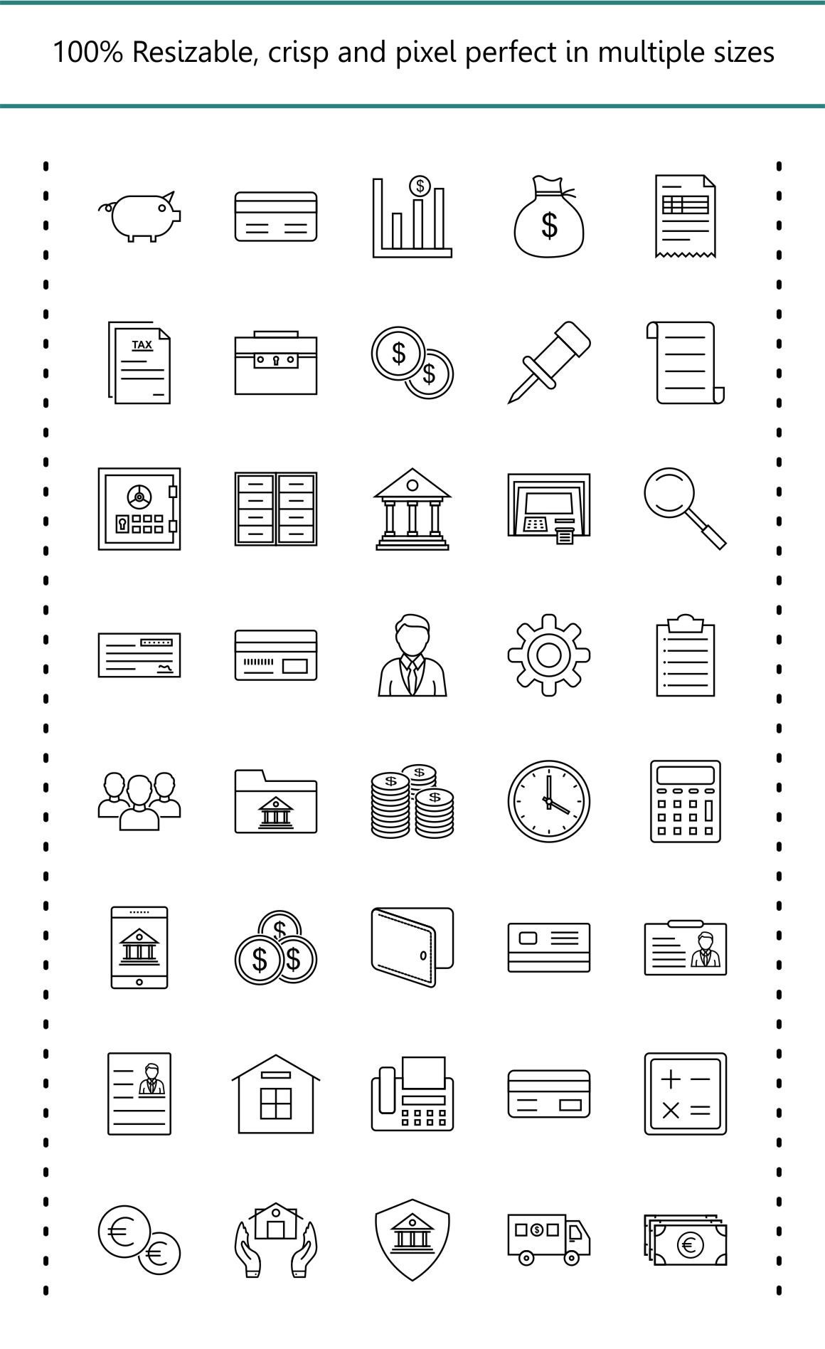 40 Banking Line Icons