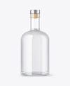 Clear Glass Vodka Bottle with Wooden Cap Mockup