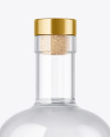 Clear Glass Vodka Bottle with Wooden Cap Mockup