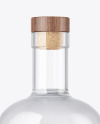 Clear Glass Vodka Bottle with Wooden Cap Mockup