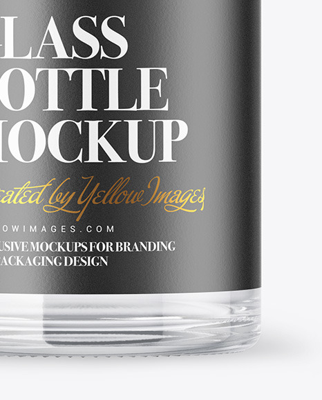 Clear Glass Vodka Bottle with Wooden Cap Mockup