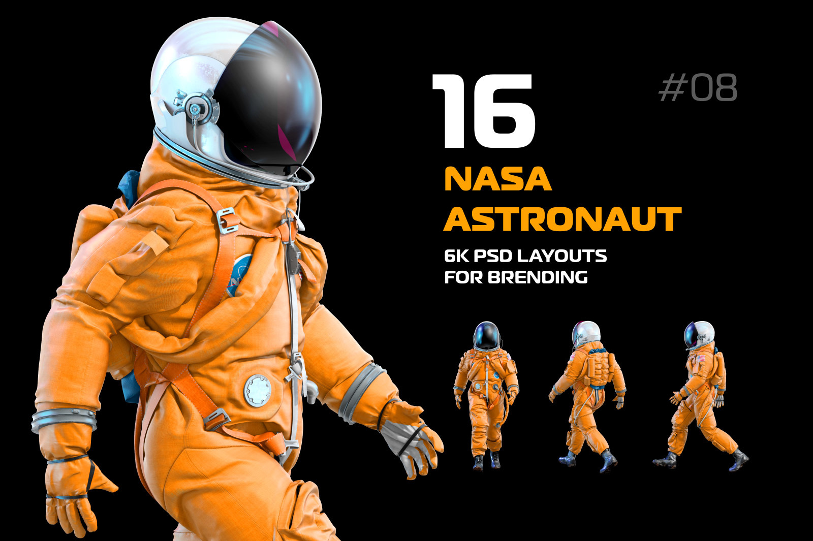 PSD Mockup 3D model NASA Astronaut #08