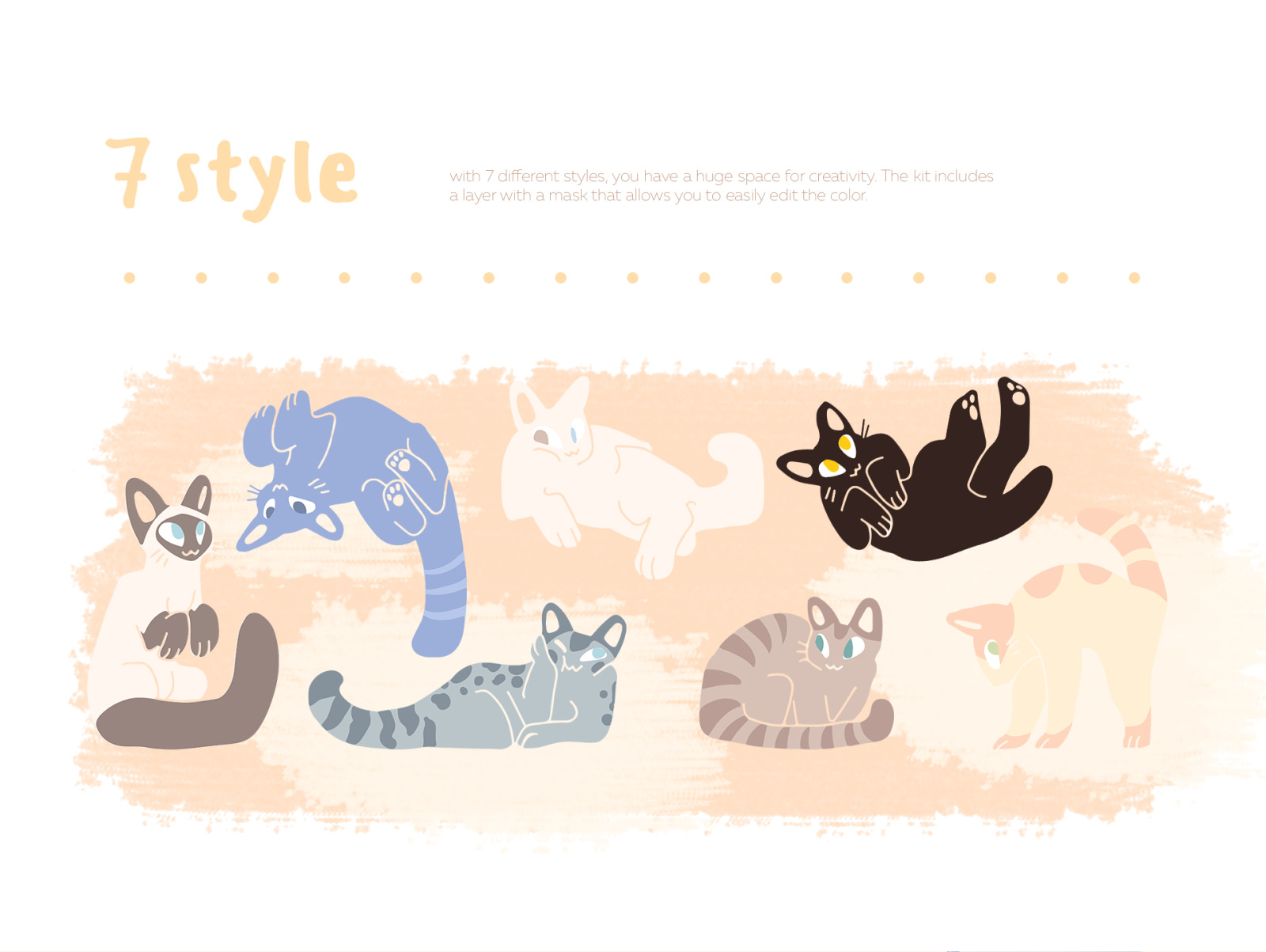 Charming cats. 104 vector images