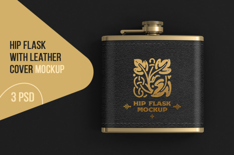 Hip Flask With Leather Cover Mockup - Flask