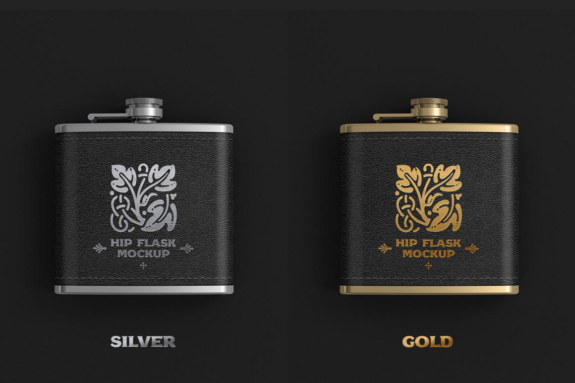 Hip Flask With Leather Cover Mockup