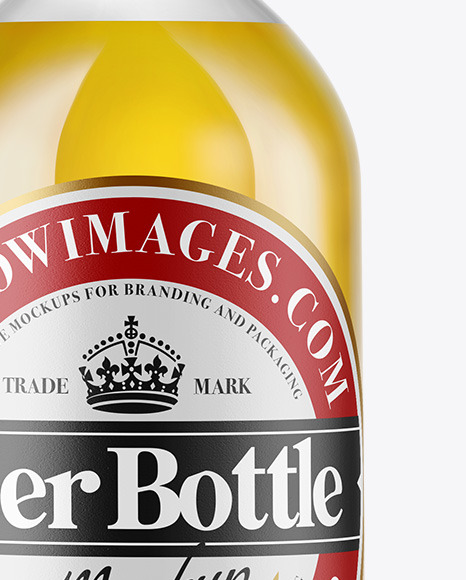 Clear Glass Lager Beer Bottle Mockup