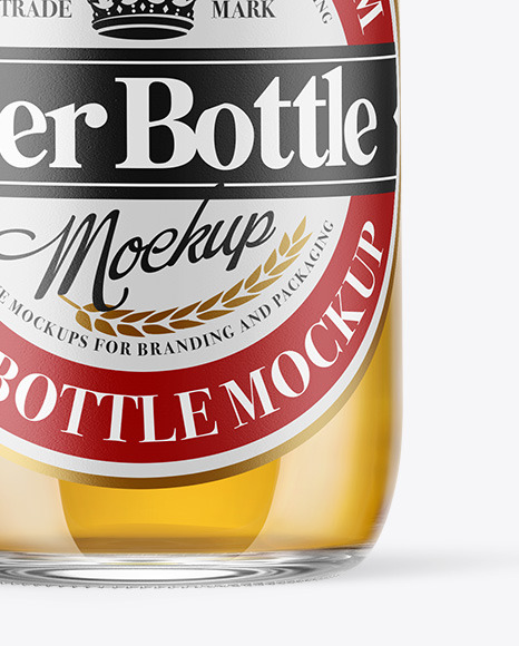 Clear Glass Lager Beer Bottle Mockup