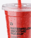 Watermelon Smoothie Cup with Straw