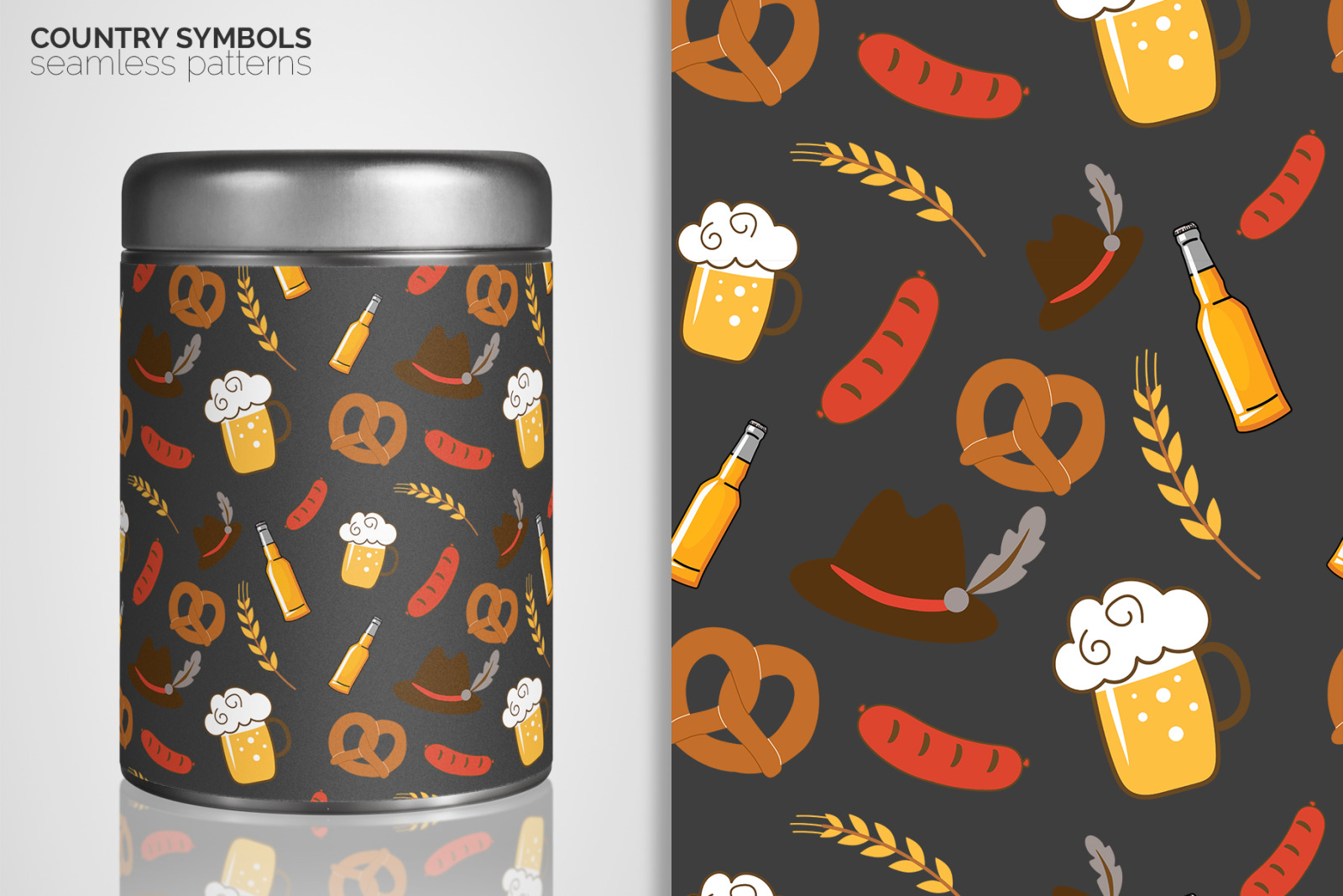 Country Symbols Seamless Patterns Country Symbols Seamless Patterns