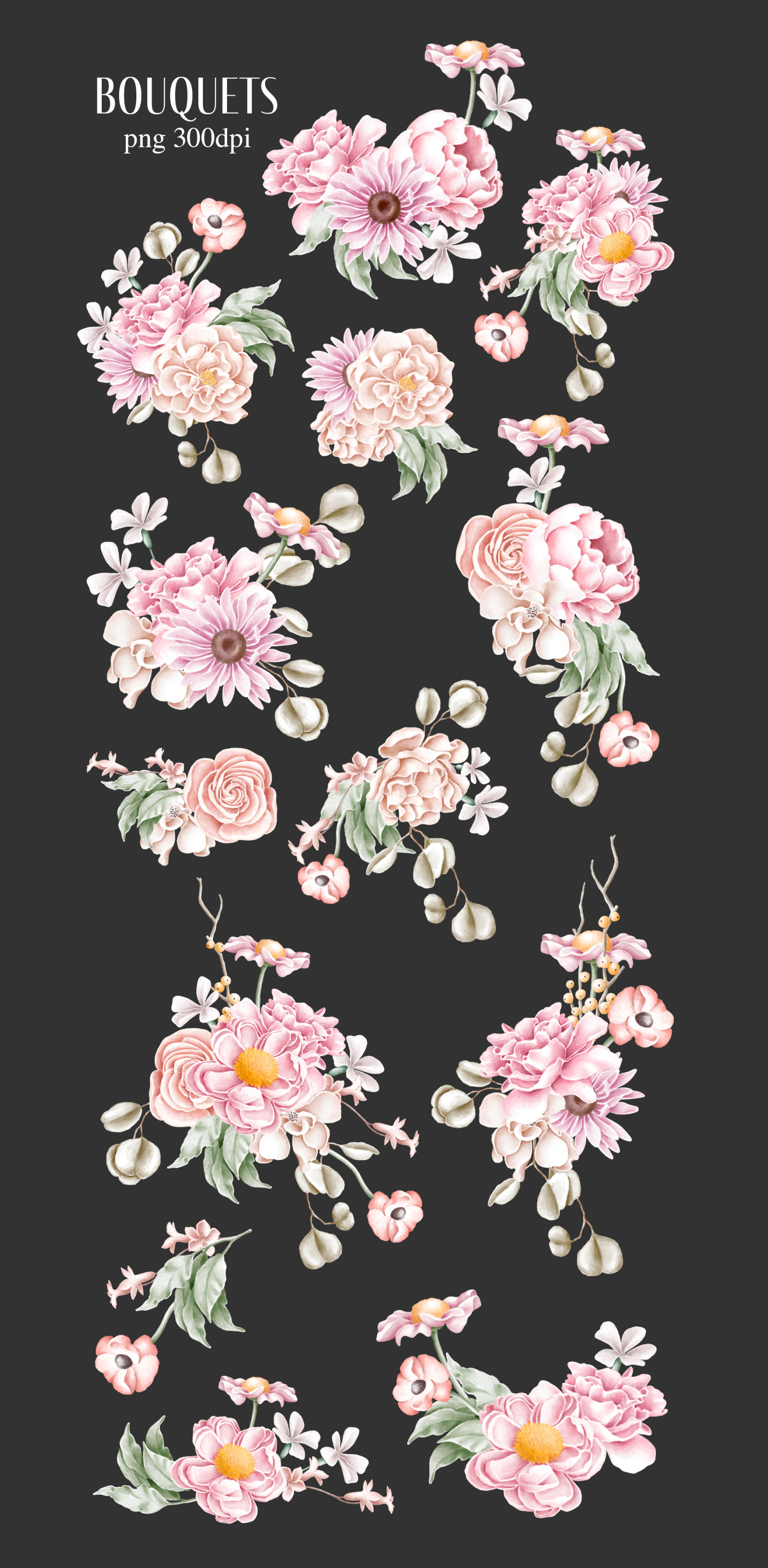 Floral bouquets hand drawn clipart Floral bouquets hand drawn clipart