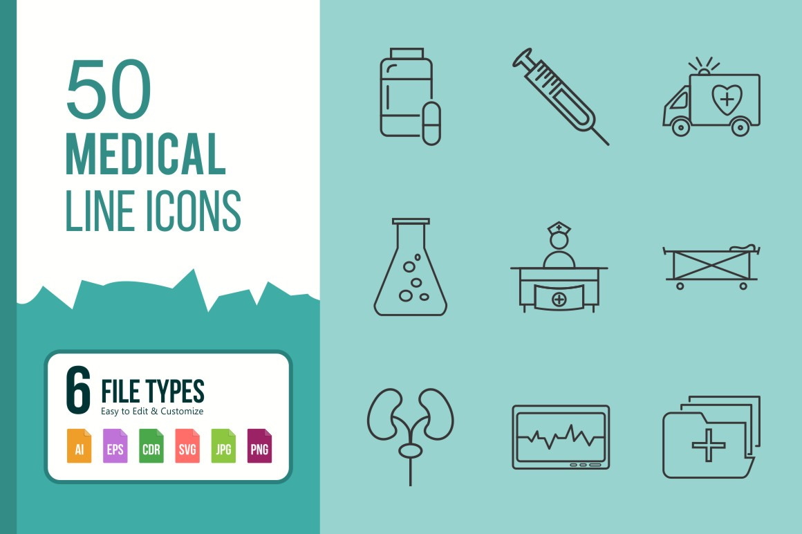 50 Unique Medical Line Icons