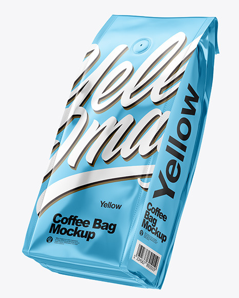 Two Glossy Metallic Coffee Bag Packaging Mockup