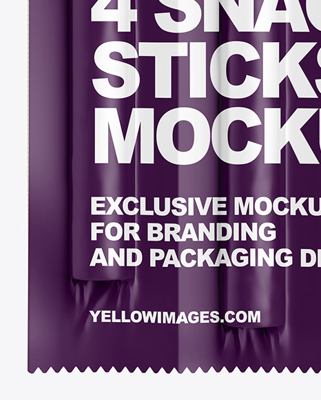 4 Snack Sticks W/ Matte Film Mockup