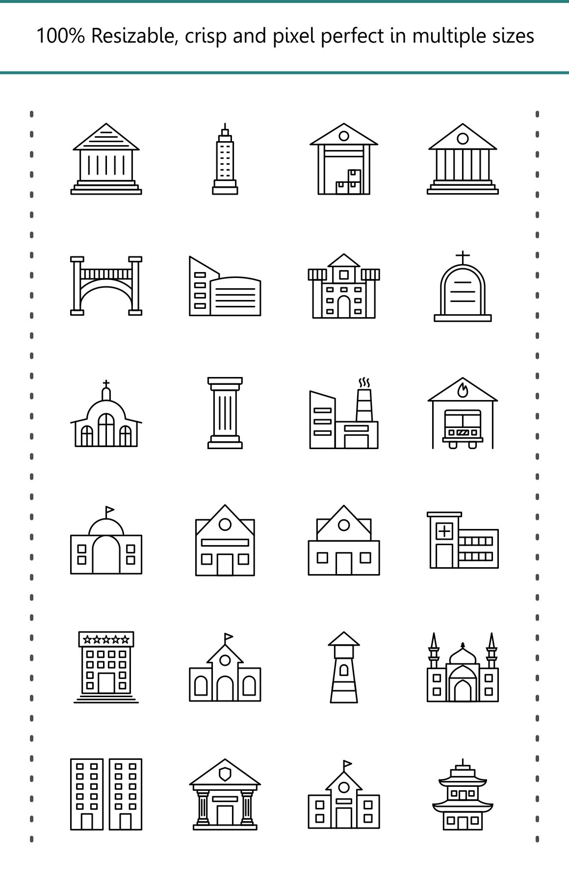 25 Building Line Black icons