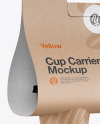 Kraft Coffee Cup Carrier Mockup - Hilfside View