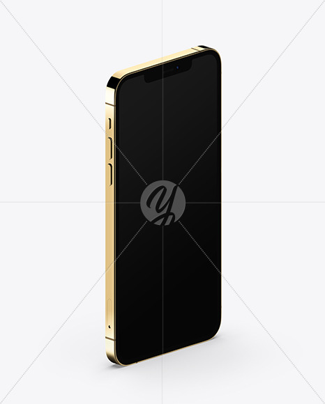 Apple iPhone 12 Pro Max Gold Mockup - Half Side View