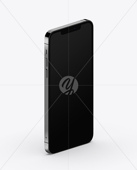 Apple iPhone 12 Pro Max Graphite Mockup - Half Side View