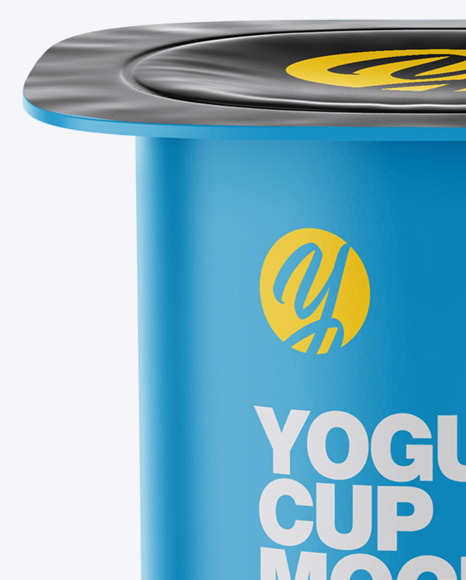 Yogurt Cup Mockup - Front view (High-Angle)