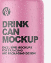 Aluminium Can With Matte Finish & Water Drops Mockup