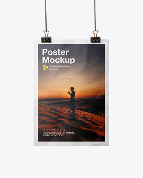 Crumpled Poster A4 w/ Pins Mockup