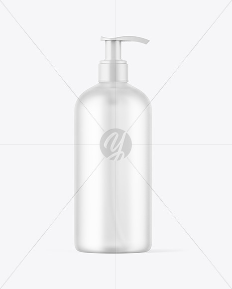 Frosted Cosmetic Bottle with Pump Mockup