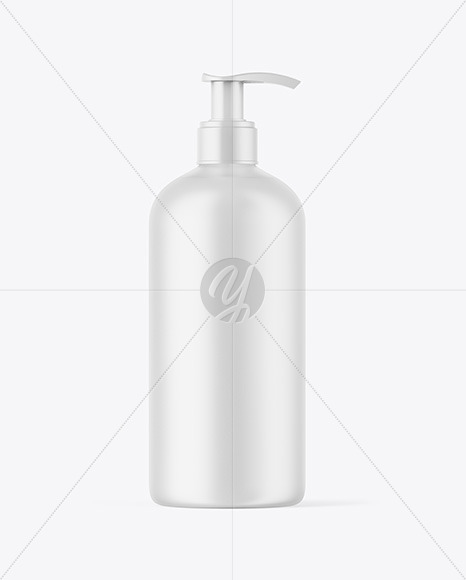 Frosted Liquid Soap Bottle with Pump Mockup