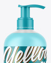 Frosted Liquid Soap Bottle with Pump Mockup