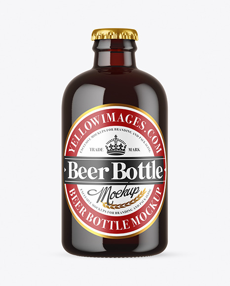 Dark Amber Glass Beer Bottle Mockup