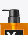 Clear Square Cosmetic Bottle with Orange Gel Mockup