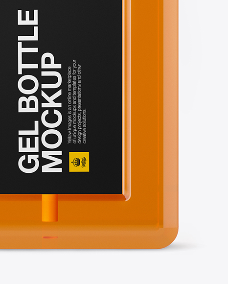 Clear Square Cosmetic Bottle with Orange Gel Mockup