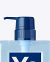 Clear Square Cosmetic Bottle with Blue Gel Mockup