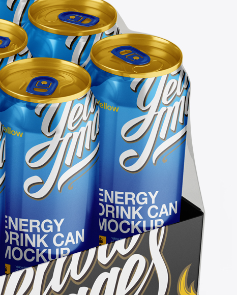 Transparent Pack with 24 Aluminium Cans Mockup - Halfside View (High-Angle Shot)