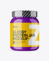 Glossy Protein Jar With Shrink Band Mockup