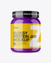 Glossy Protein Jar With Shrink Band Mockup