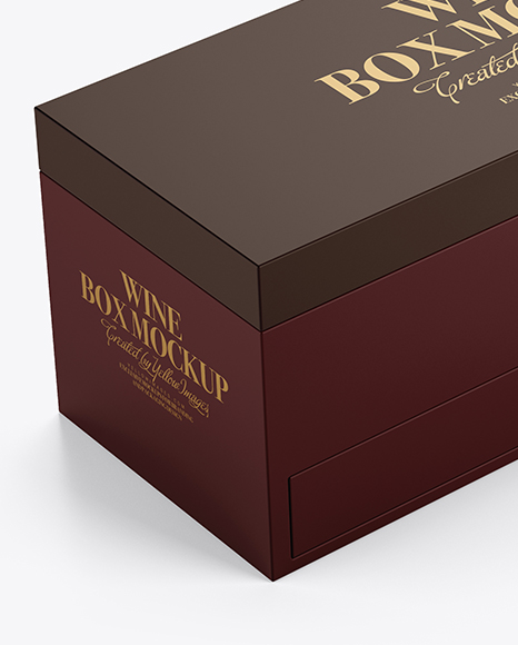 Wine Box Mockup - Halfside View (High-Angle Shot)