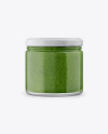 Glass Jar with Pesto Sauce - Front View