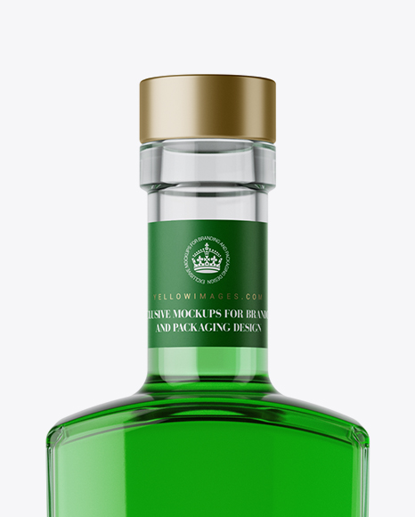500ml Square Clear Glass Absinthe Bottle Mockup 500ml Square Clear Glass Absinthe Bottle Mockup