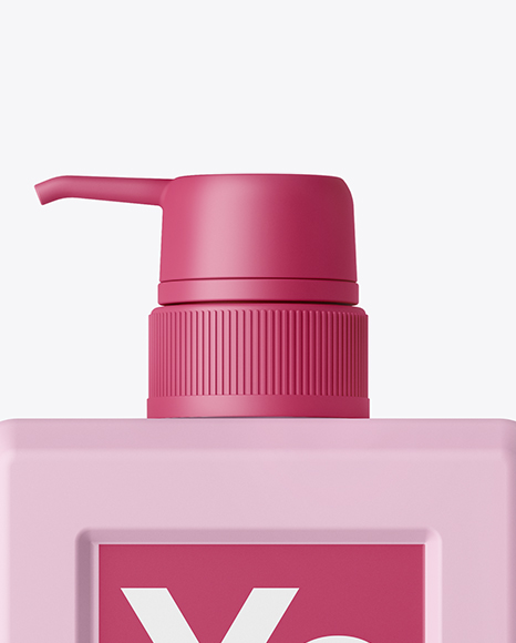 Matte Square Cosmetic Bottle with Batcher Mockup