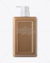 Clear Square Cosmetic Bottle with Chocolate Gel Mockup