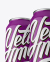 Three 500ml Glossy Aluminium Cans Mockup - Hero Shot